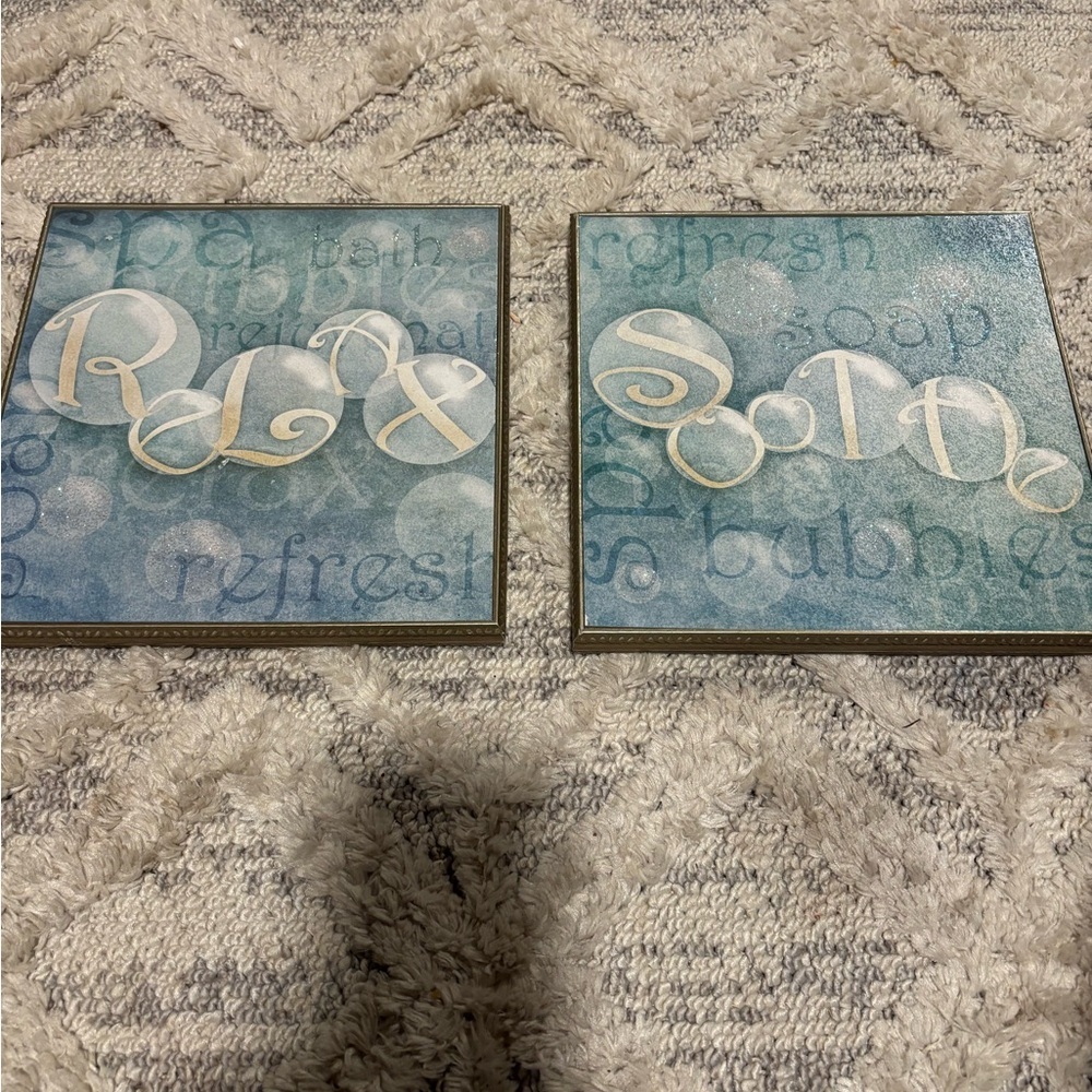 2 Relax and Soak Wall Art Set for bathroom!